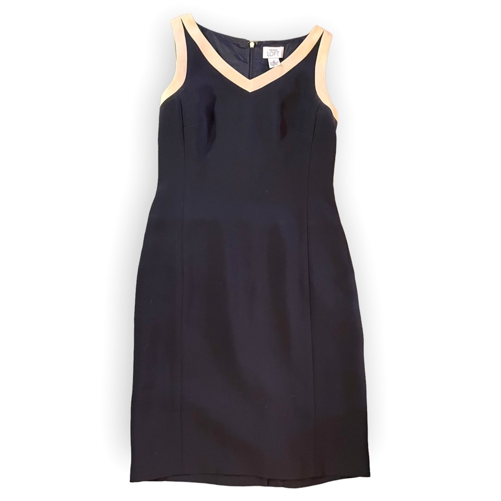 Black mini dress with tan trim vintage
